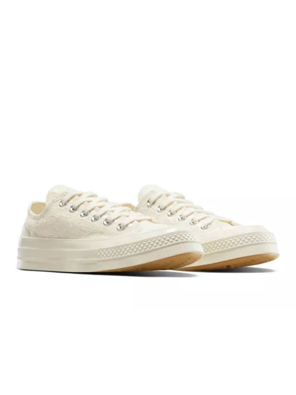 CONVERSE 7 Chuck 70 Vintage Bohemian Floral Lace Ivory Off White Base Sneakers - Picture 2 of 15